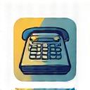 Icon of a telephone and a notepad.