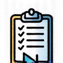 Icon of a clipboard with a checklist and a graph.